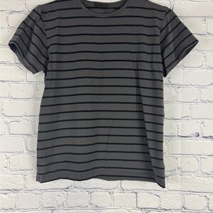 ATM Anthony Thomas Melillo Striped Gray and Black Tee